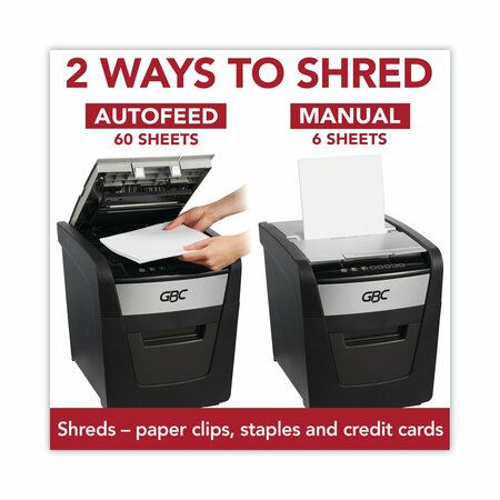 Gbc AutoFeed+ 60X Super Cross-Cut Home Shredder, 60 Auto/6 Manual Sheet Capacity WSM1757601